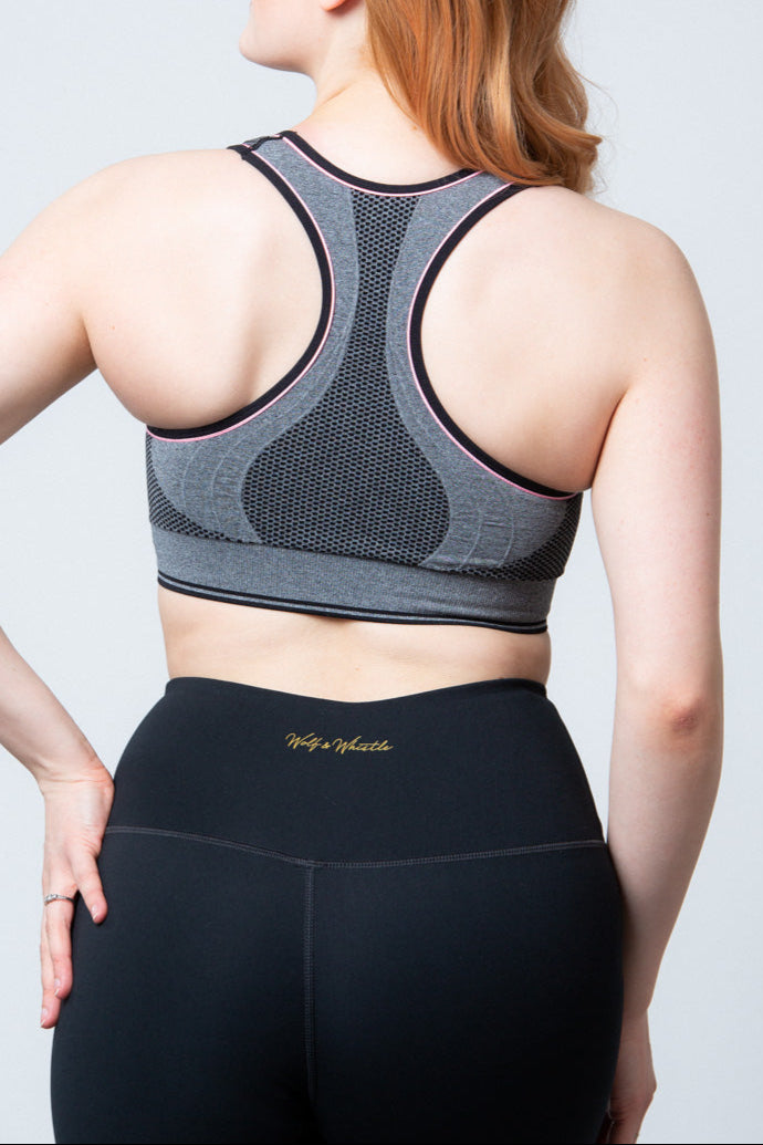 Active Bra Zip Harmaat Urheilurintaliivit